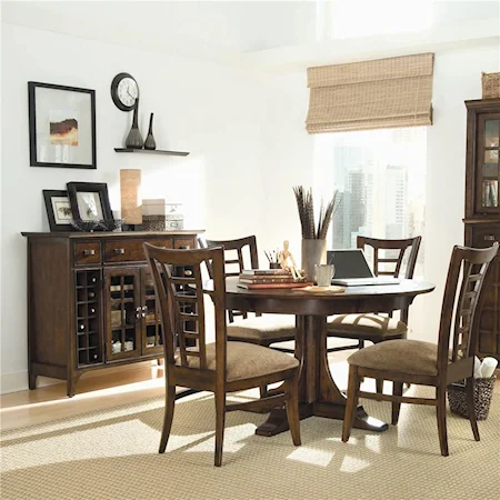 5 Piece Round Table with Splat Back Chairs